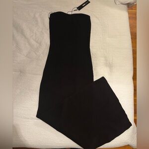 Black strapless sweater midi dress